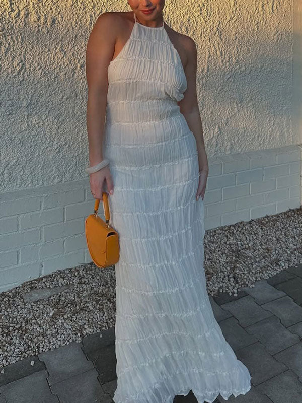 Ruched Halterneck Maxi Dress