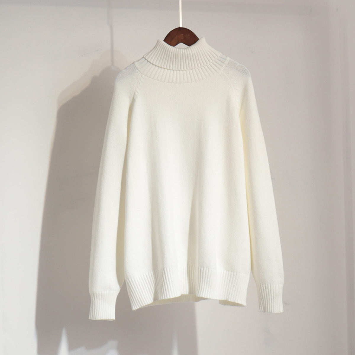Turtleneck sweater autumn and winter elegant commuter solid color raglan sleeve women's knitted blouse