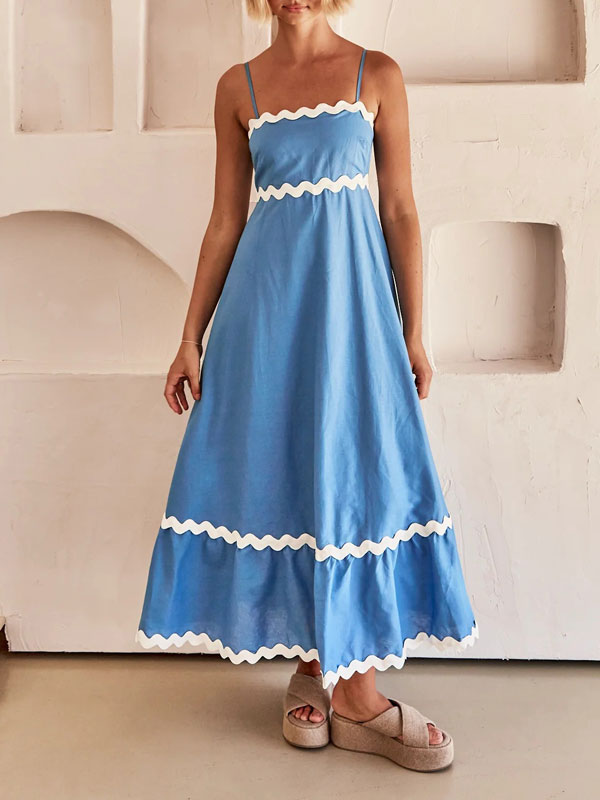 Wave Striped Sleeveless Maxi Dress