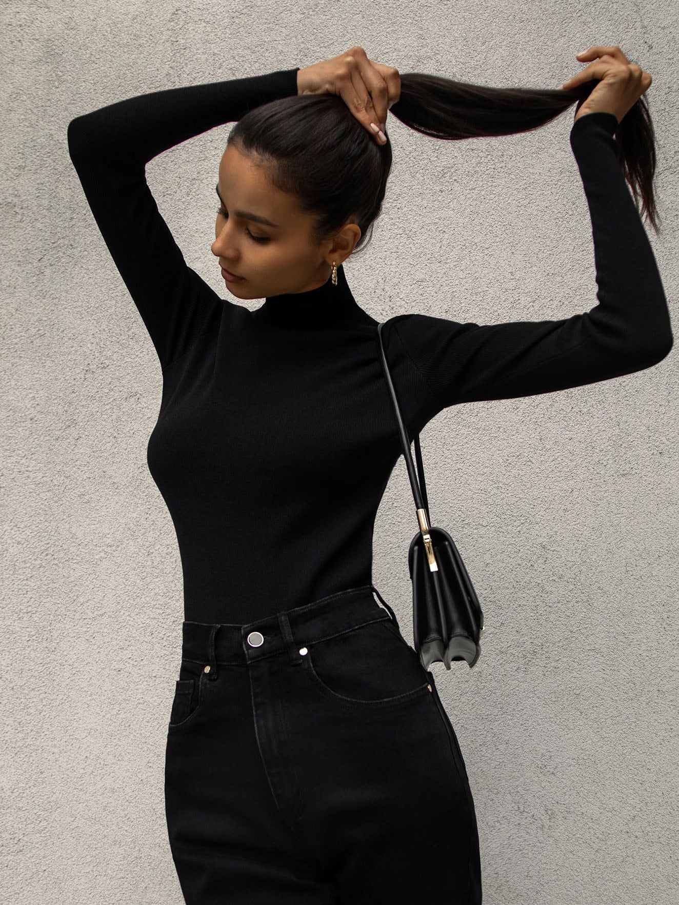 Half turtleneck bottoming shirt 2024 autumn and winter elegant slim fit warm long sleeve inner wear sweater