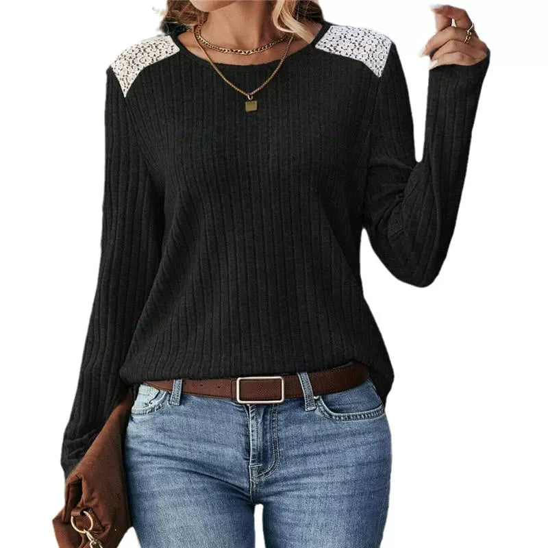 New Autumn winter round neck long sleeved shirt women tops