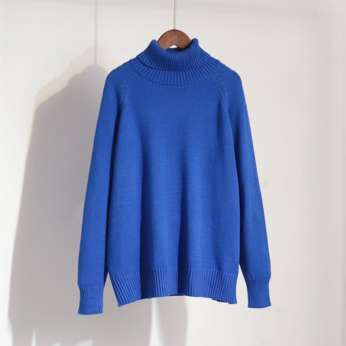 Turtleneck sweater autumn and winter elegant commuter solid color raglan sleeve women's knitted blouse