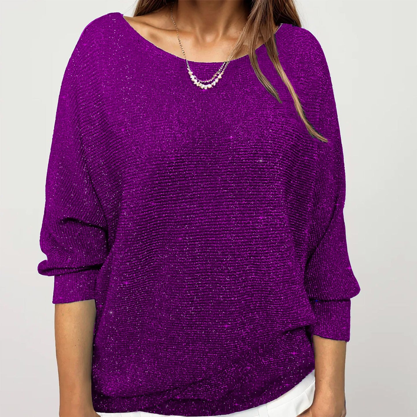 Cross-border European and American style gold silk flash sweater