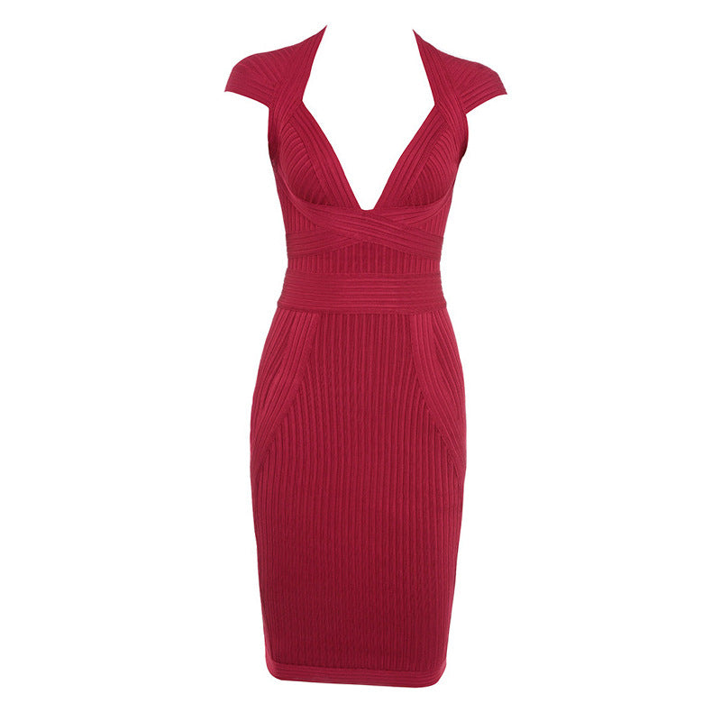 Christmas Women Red Bandage Tight Commuter Dress