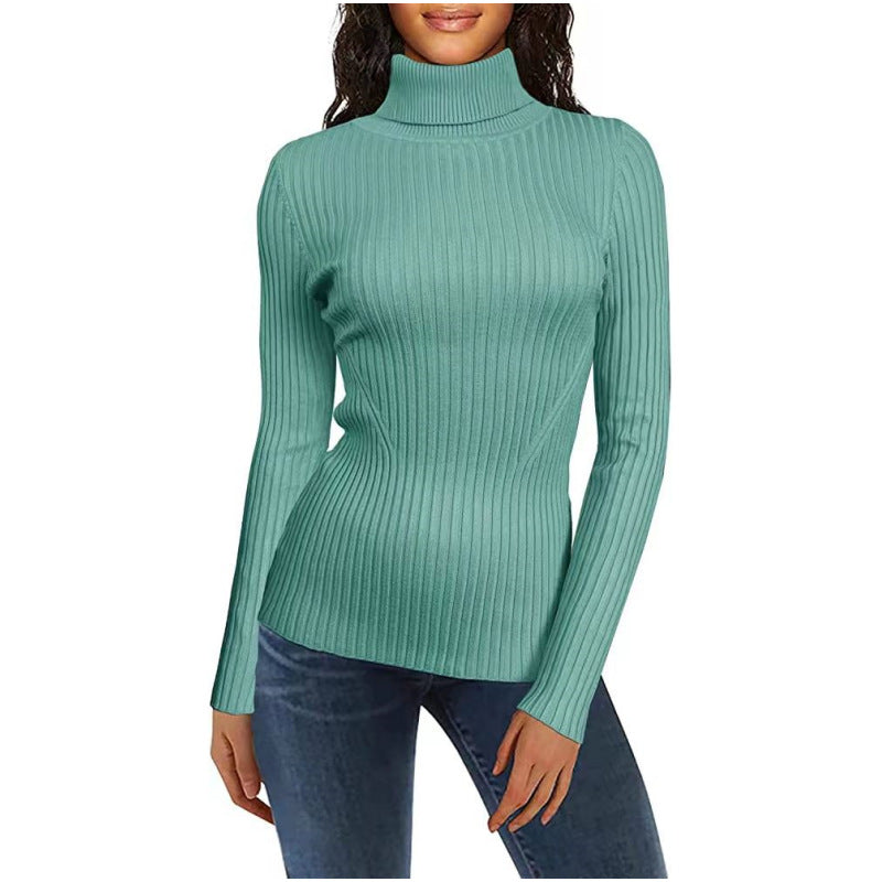 Women's turtleneck rib autumn and winter undershirt all-matching slim fit thermal head cover sweater