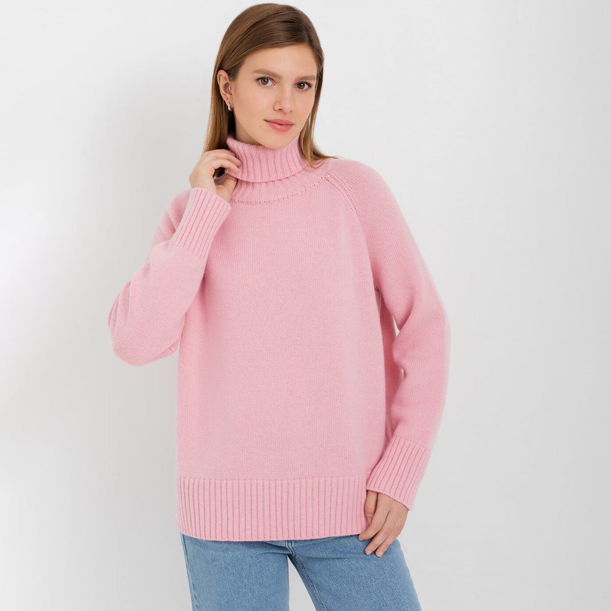 Turtleneck sweater autumn and winter elegant commuter solid color raglan sleeve women's knitted blouse