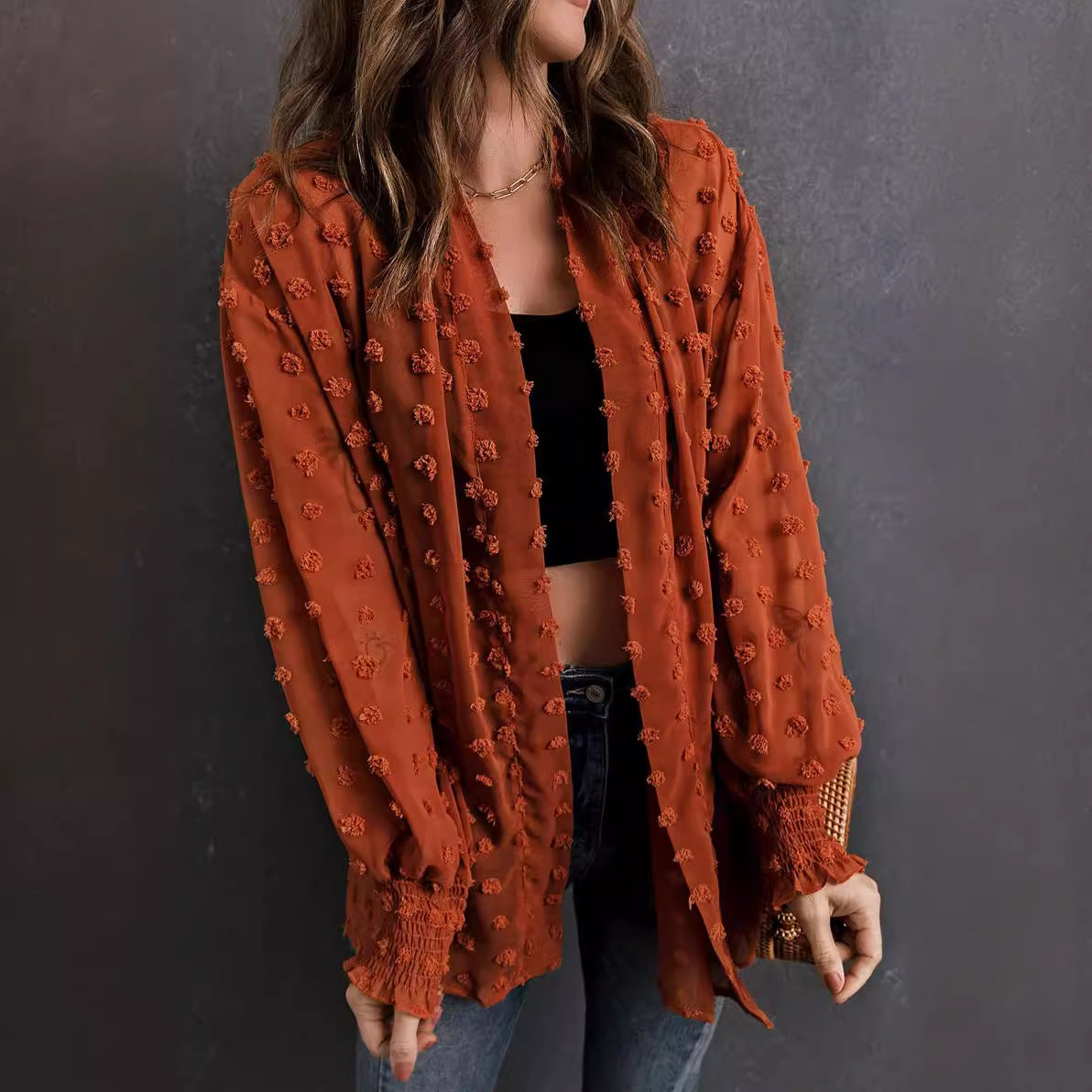 New Spring and Autumn women's clothing cardigan chiffon coat top shawl