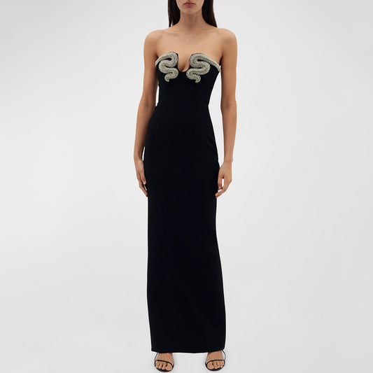 Sexy Backless Snake-Shaped Diamond Banquet Party Bandage Dress