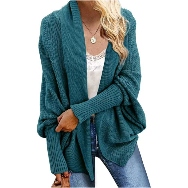 Knitted shawl sweater batwing sleeve oversized knitted cardigan sweater coat