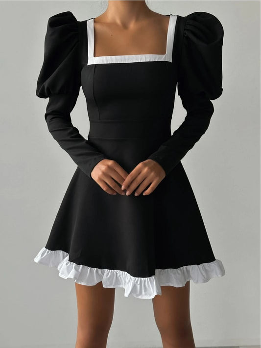 Autumn dating Holiday black dress A- line women dresses