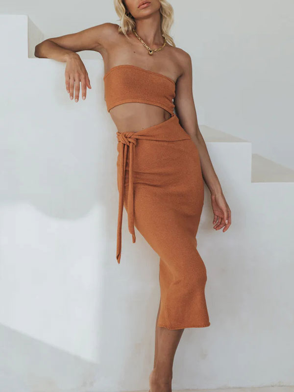 Sleeveless Cutout Tube Top Midi Dress