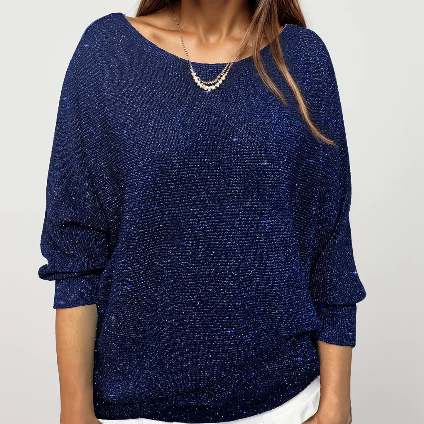 Cross-border European and American style gold silk flash sweater