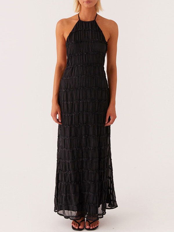 Ruched Halterneck Maxi Dress
