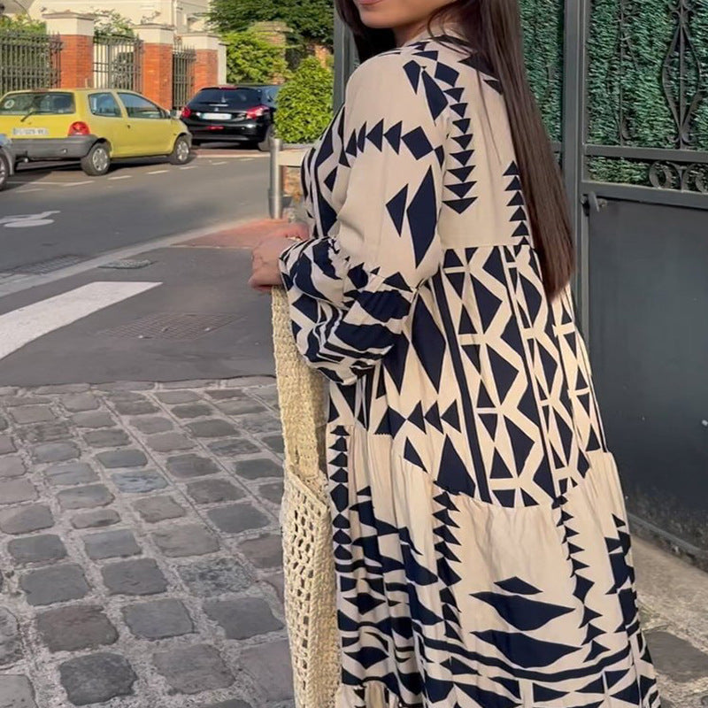 New pullover print bohemian dress for women