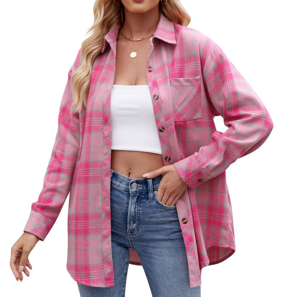 Casual Fashion Hottie Loose Plaid Shirt Woman