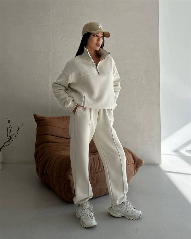 New casual fashion long sleeved sweater pants set