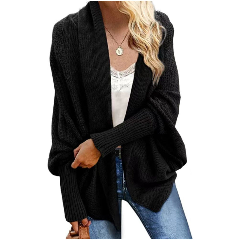 Knitted shawl sweater batwing sleeve oversized knitted cardigan sweater coat