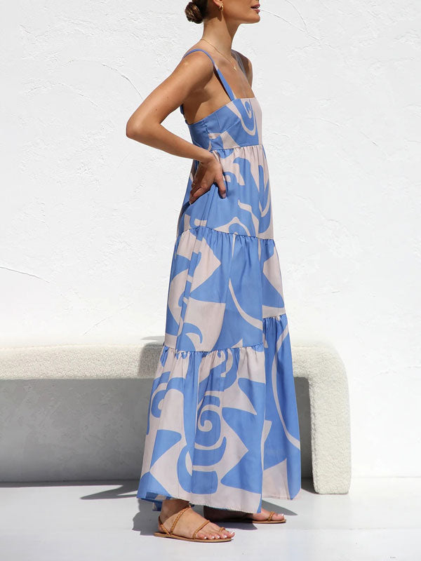 Printed Spaghetti Strap Maxi Dress
