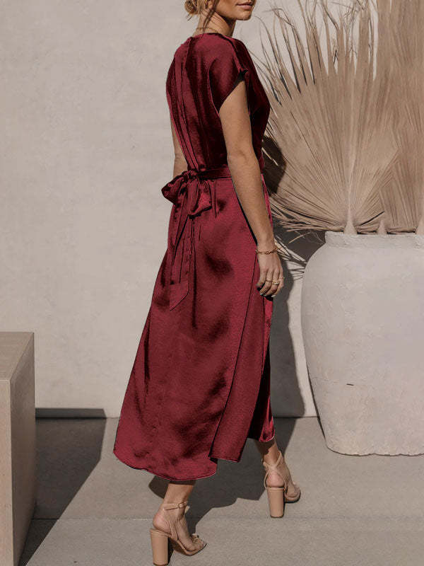 Sleeveless Solid Tie Back Maxi Dress