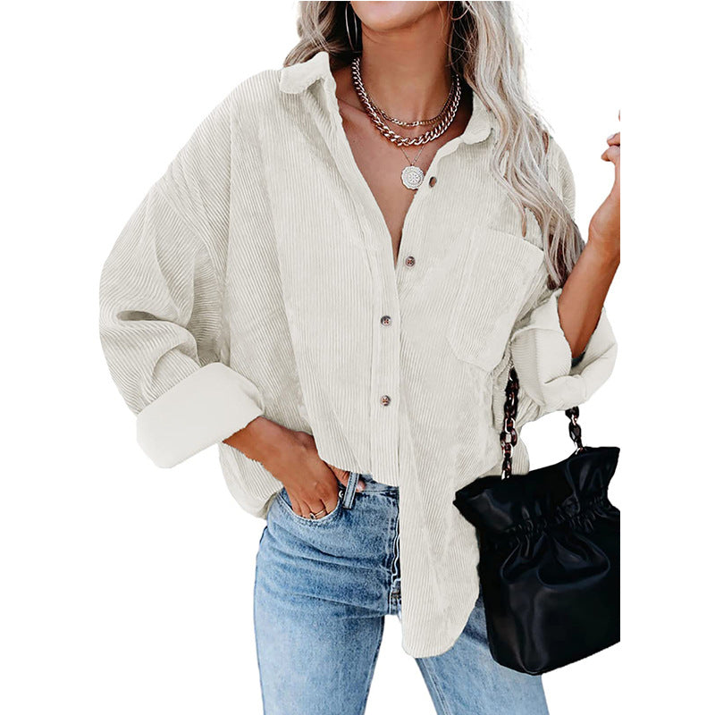 Oversized Casual Corduroy Shirt Women