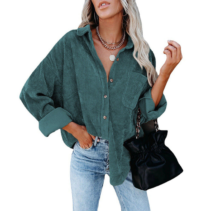 Oversized Casual Corduroy Shirt Women