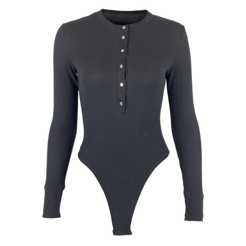 Spring Sexy Bottom Cotton Top Ribbed Long Sleeve onesie Women