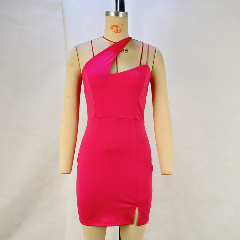 Hip wrap dress, slim fit, high sense, pure desire, suspender skirt