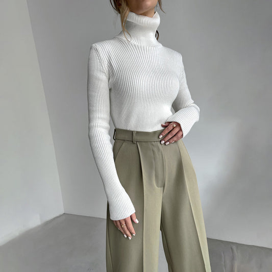 Lengthened turtleneck sweater autumn and winter knitting bottoming shirt slim fit turtleneck pullover