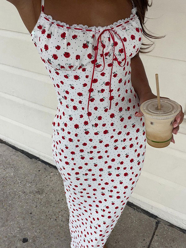 Floral Print Knot Front Midi Dress