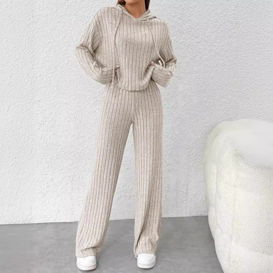 Autumn and Winter long sleeve comfortable hooded casual trousers home wear suit