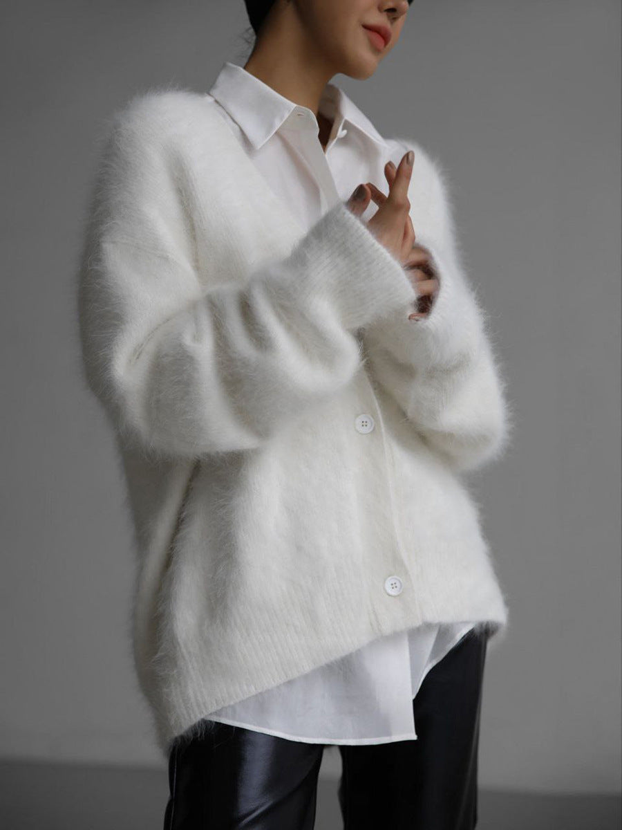 Mink-Like Knitted Sweater Cardigan Autumn And Winter Lazy