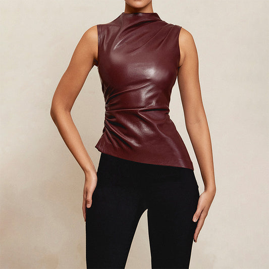 Sleeveless leather vest