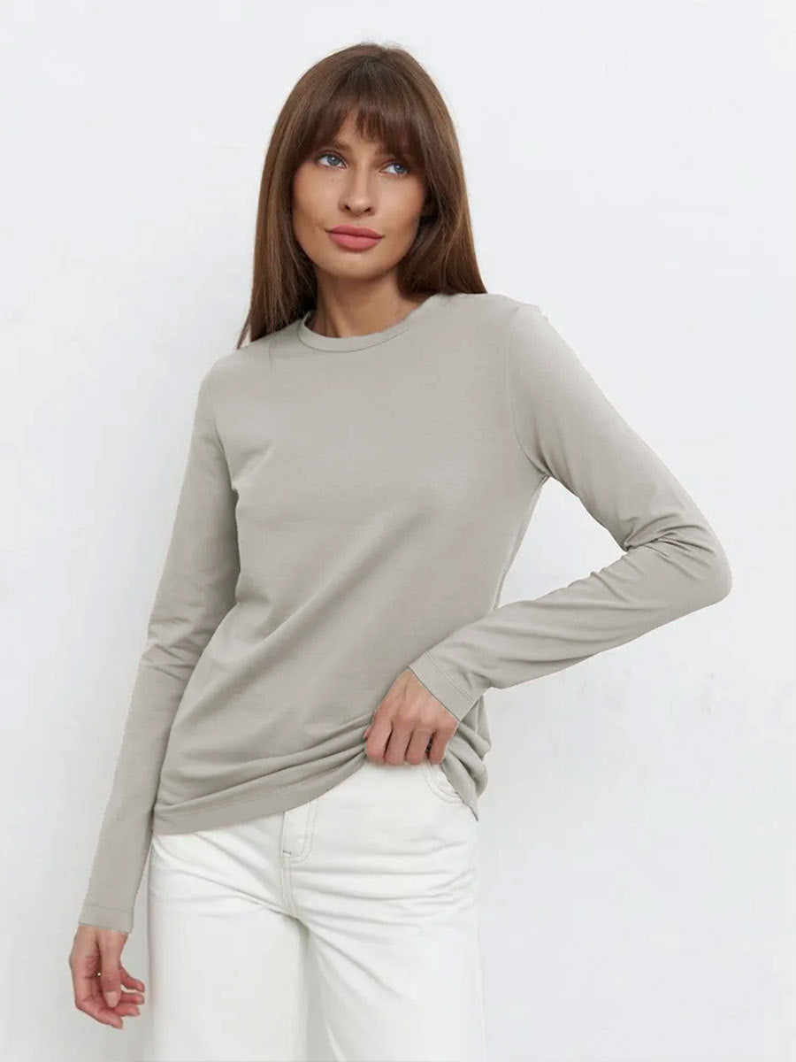 Cotton T-shirt spring women's fashion leisure commute pullover round neck long sleeves top