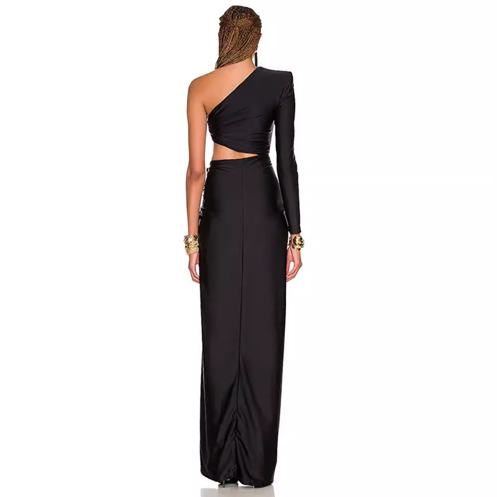 Sexy One-Shoulder Slit Dress Banquet Dresses