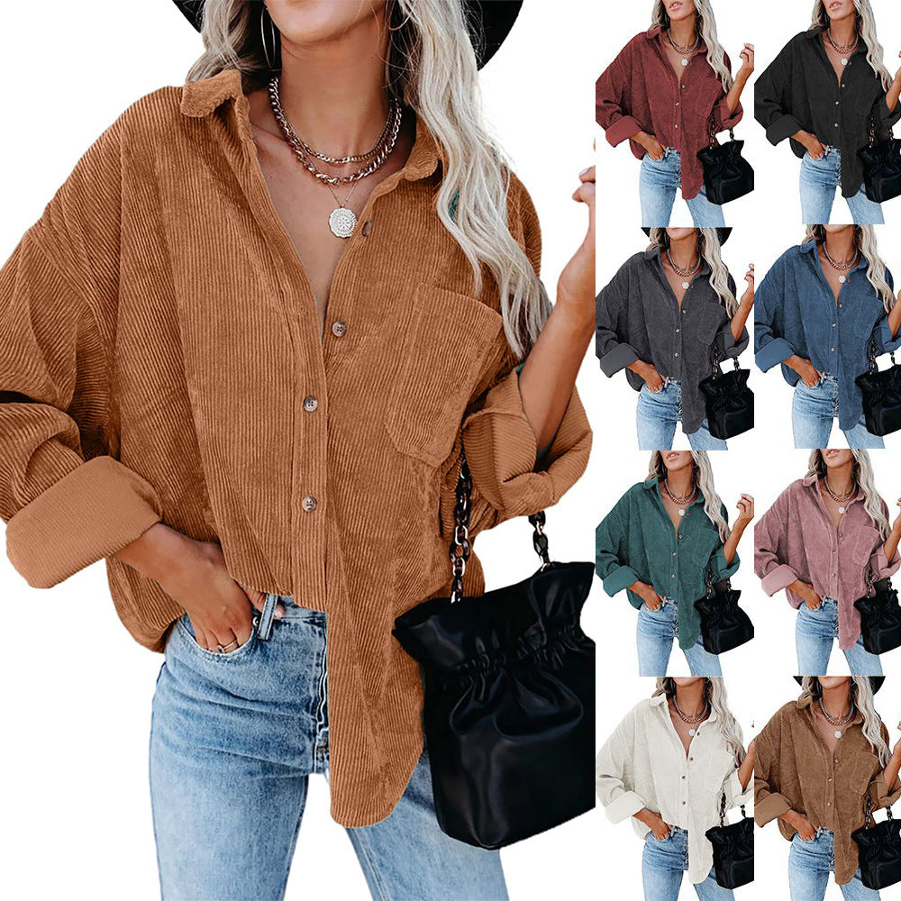 Oversized Casual Corduroy Shirt Women