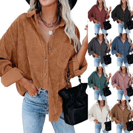 Oversized Casual Corduroy Shirt Women