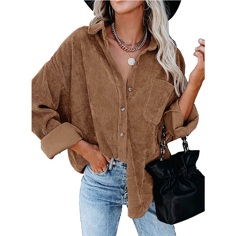 Oversized Casual Corduroy Shirt Women