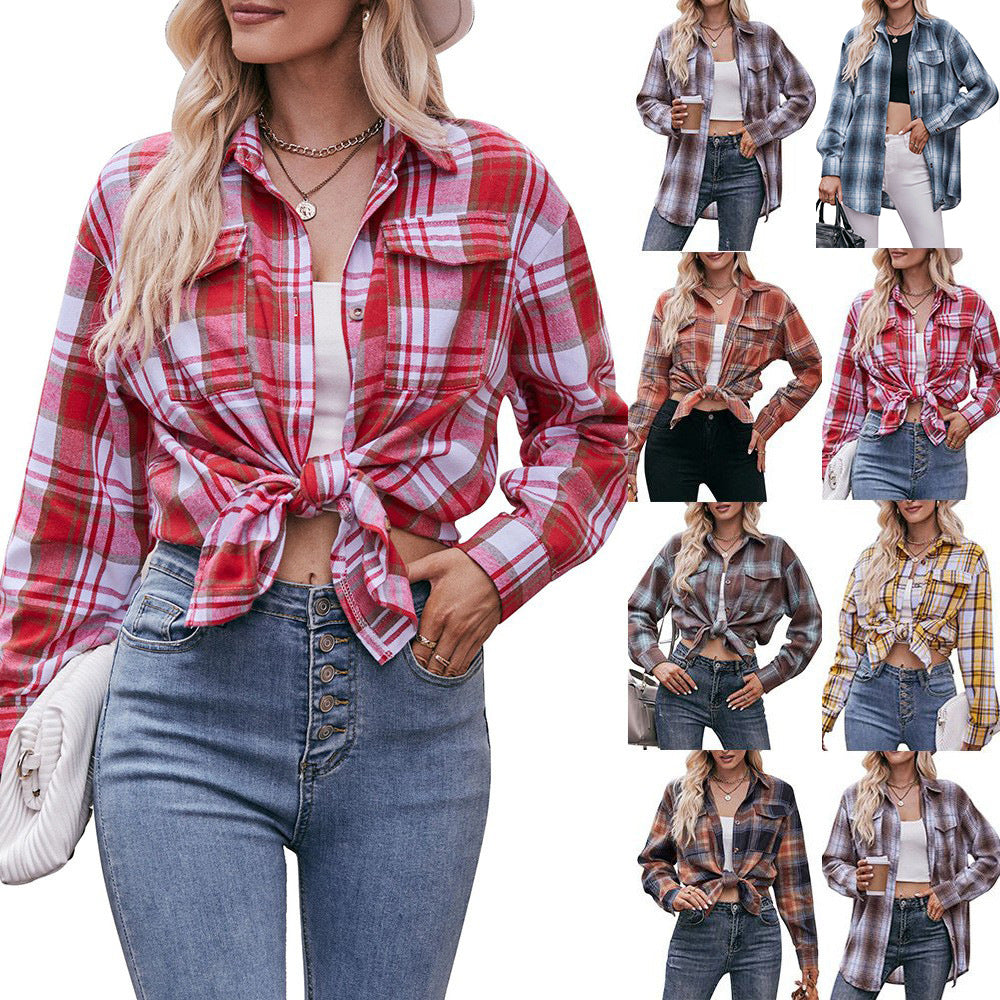 Casual fashion loose plaid shirt