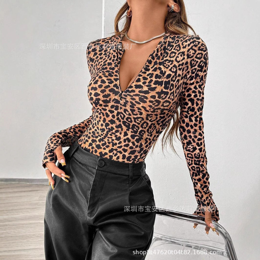Women's Leopard Print Long Sleeve onesie