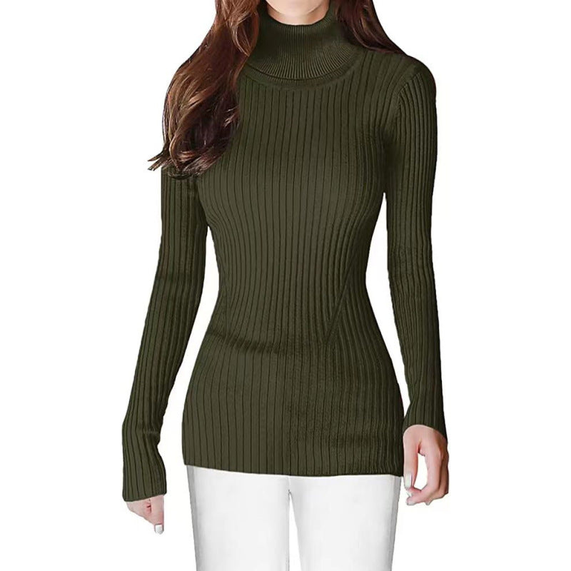 Women's turtleneck rib autumn and winter undershirt all-matching slim fit thermal head cover sweater