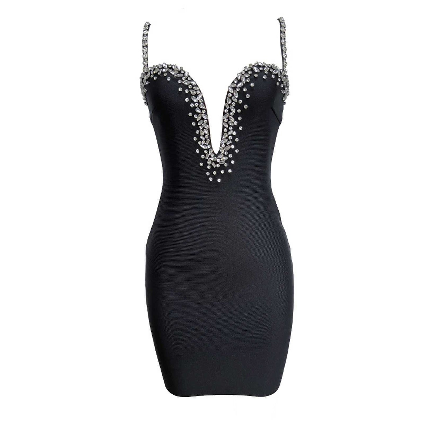 Sexy Deep V-Neck Rhinestone Skinny Sheath Short Party Dress