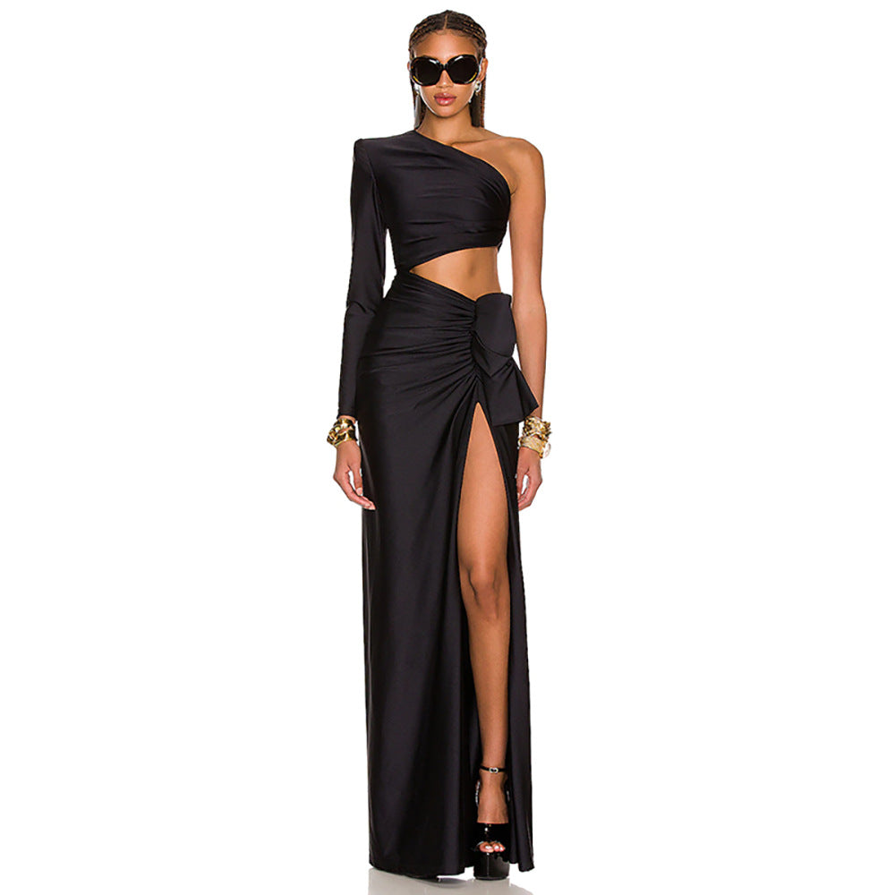 Sexy One-Shoulder Slit Dress Banquet Dresses