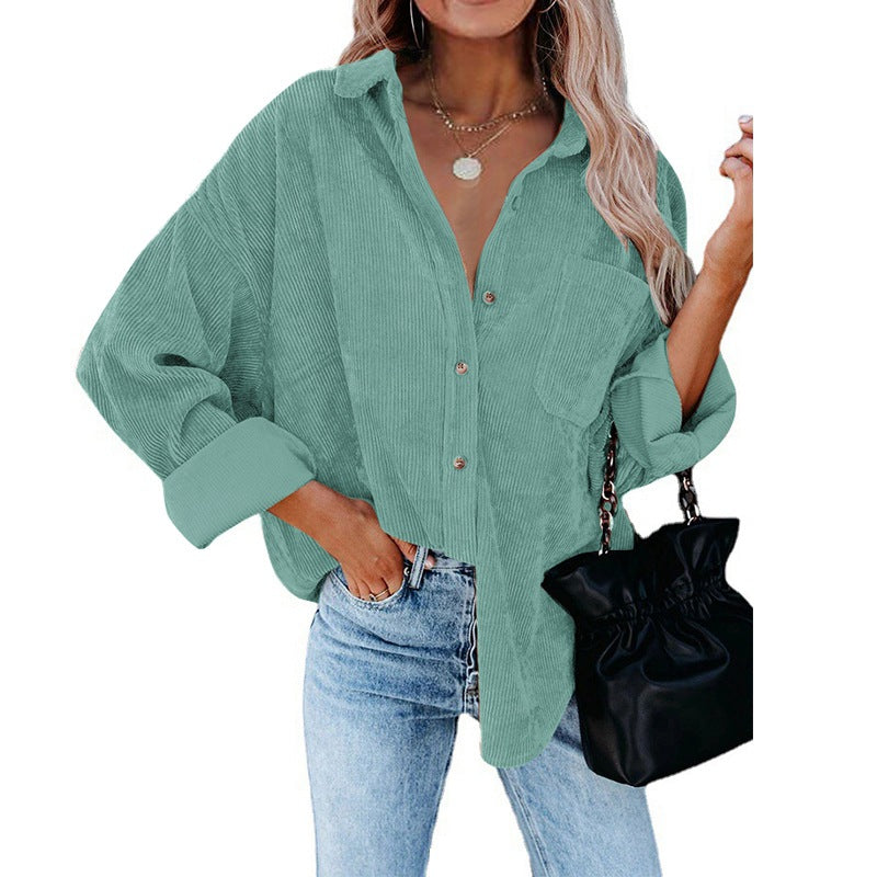 Oversized Casual Corduroy Shirt Women