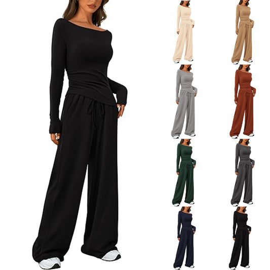 Spring T-Shirt Wide Leg Pants Casual Sportswear