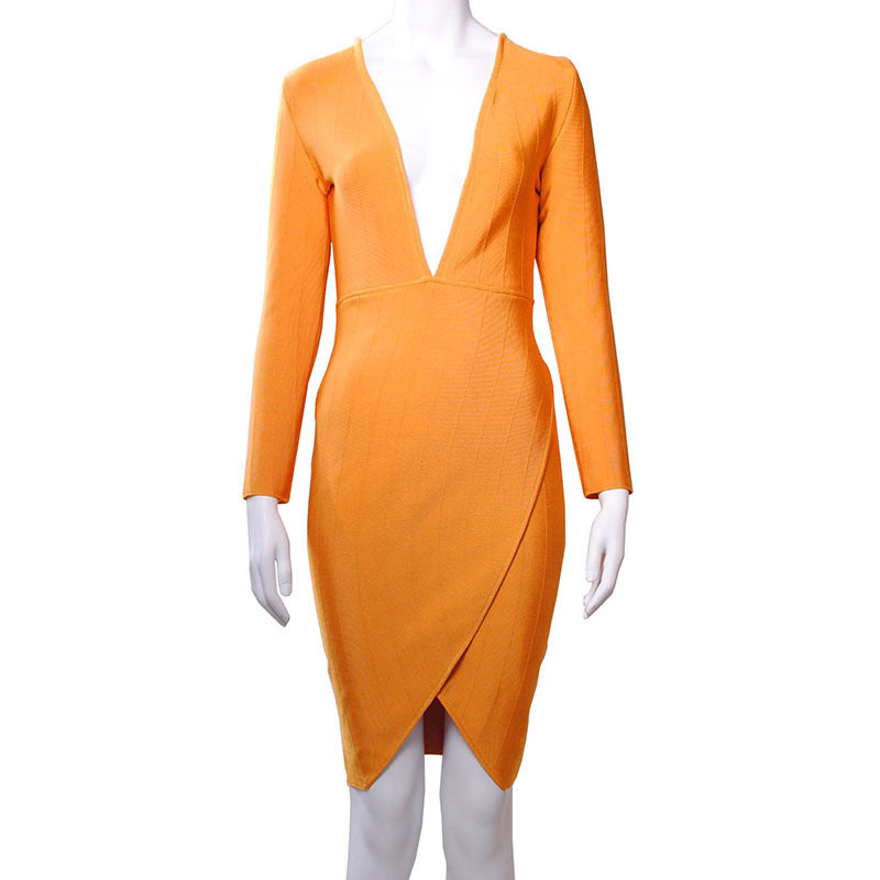 Women Autumn Clothing Formal Tight Long Sleeve Bandage Dress