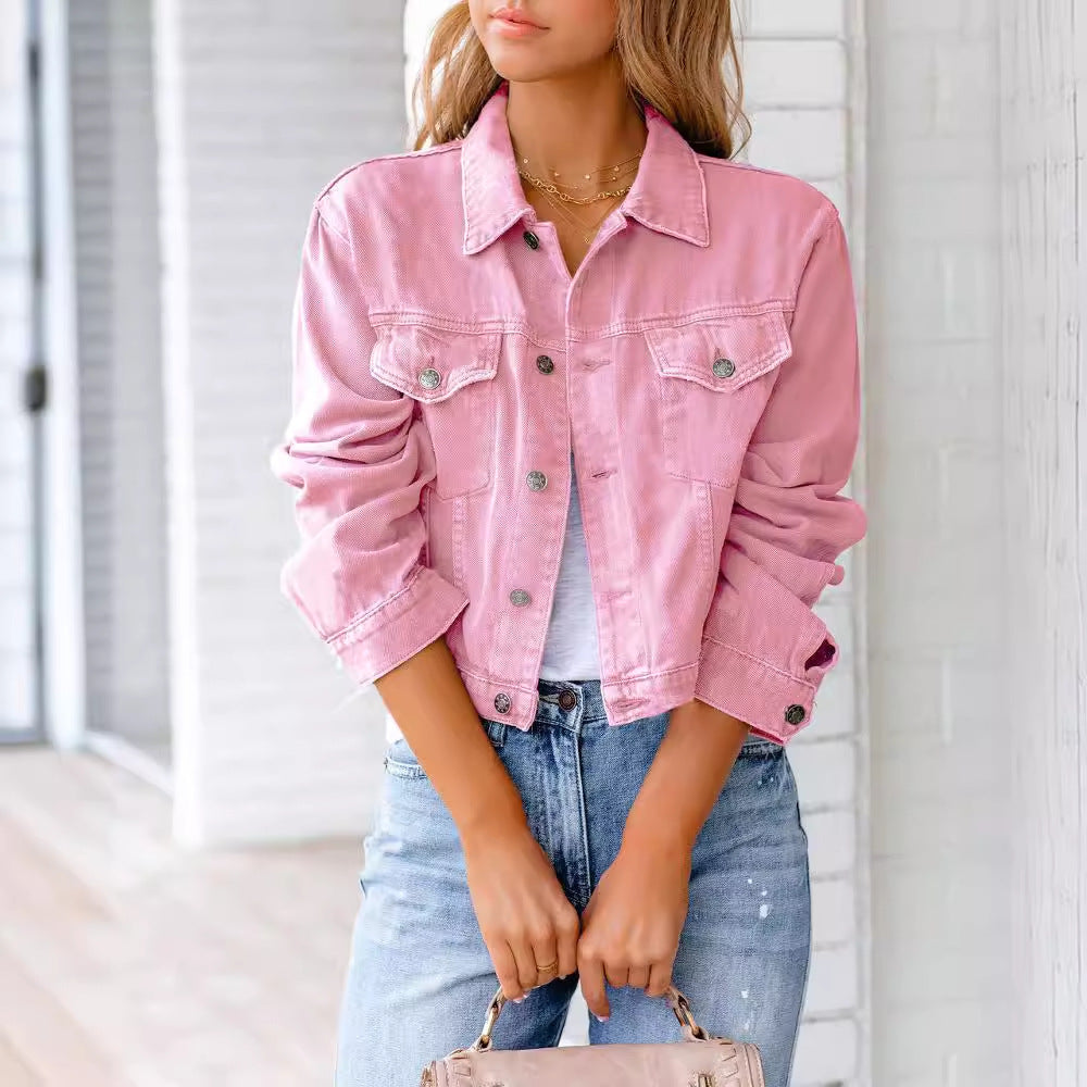 Women's autumn new denim jacket coat long sleeve top dopamine Y2K