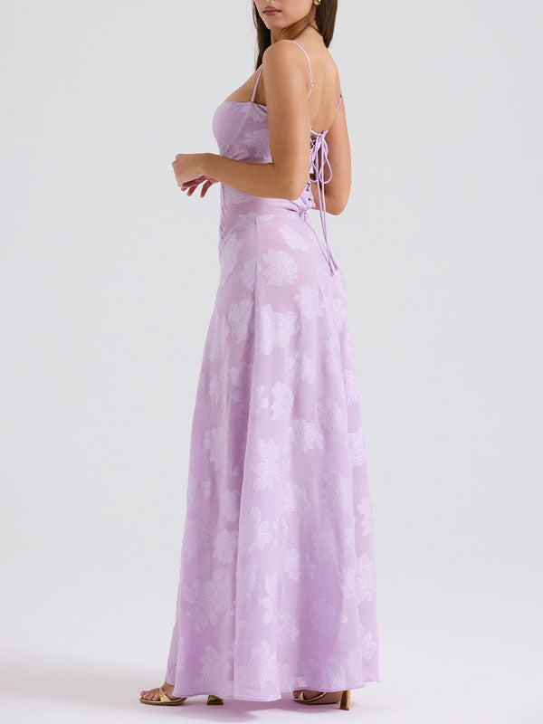 Lace Back Floral Maxi Dress