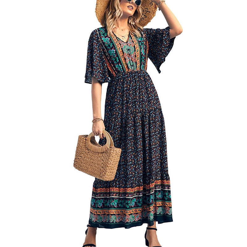 Bohemian dress beach vacation maxi dress