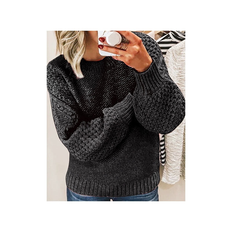 Thick warm sweater solid color outerwear knitted pullover women's sweater