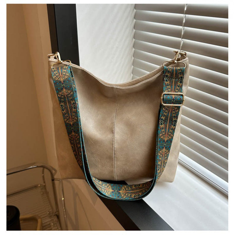 Crossbody large-capacity bucket bag solid color pu fashion shoulder women's bag